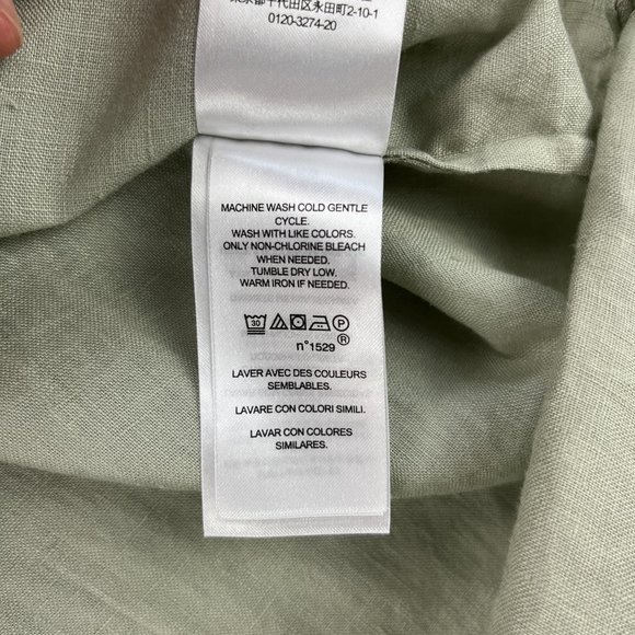 Lauren Ralph Lauren Linen Blouse Top M Short Sleeve Tan Beige Cuffable Lagenlook - Picture 7 of 11